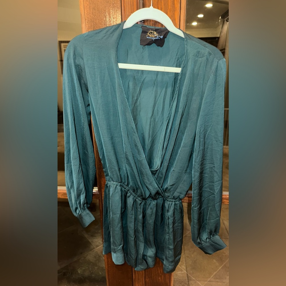 Blue Life (Plant Blue) - Forest Green Long Sleeve Romper
